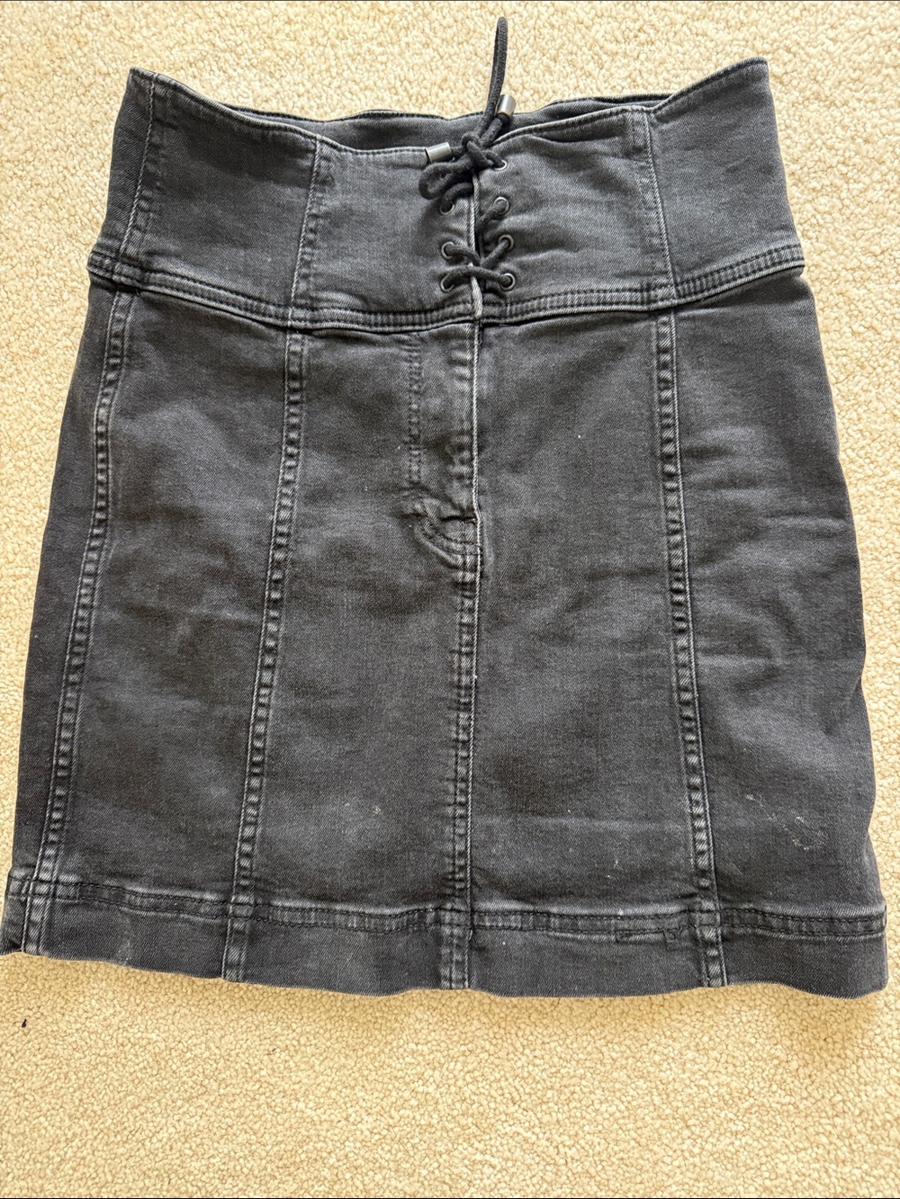 Free People Black Lace-Up High-Waist Mini Skirt